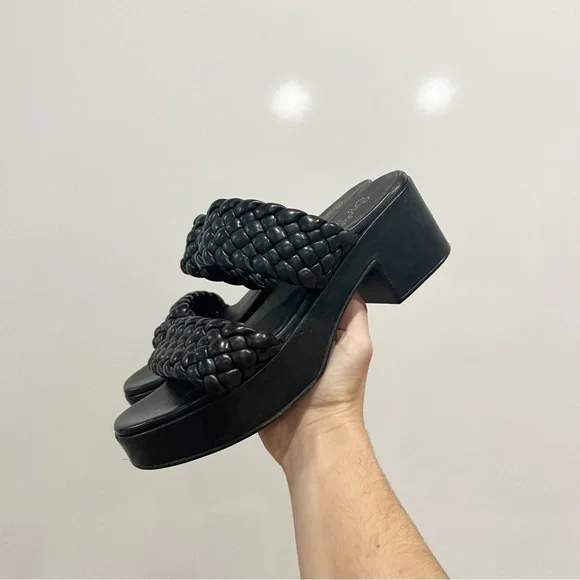 Anthropologie Seychelles Black Braided Platform Heeled Sandals - Picture 5 of 15
